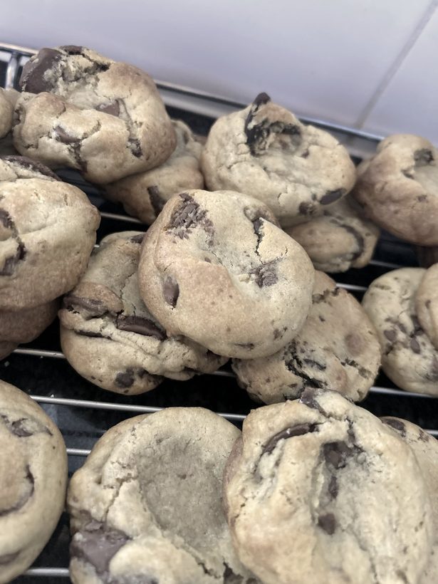 A tray of homemade cookies fresh from the oven